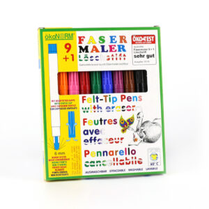 Tushpenne – 9+1, 9 farver – 1 slettepen